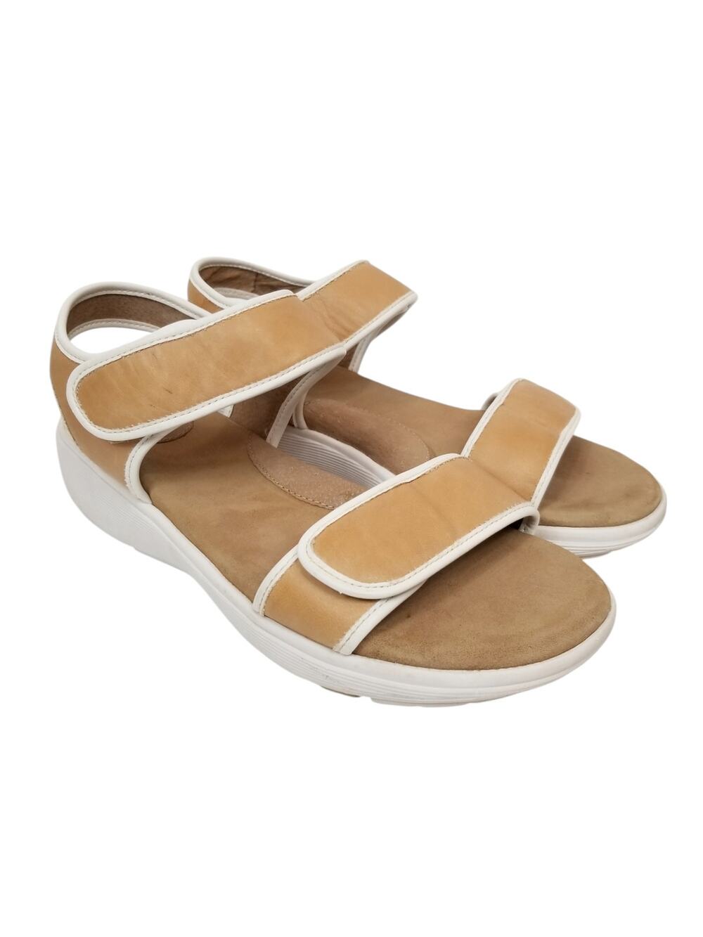Softwalk Elevate Tan White Women's Strappy Comfort Sandals Size 8.5